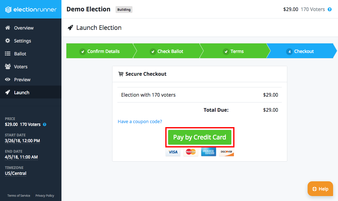 Election Launch Step 4 - Pay Per Election